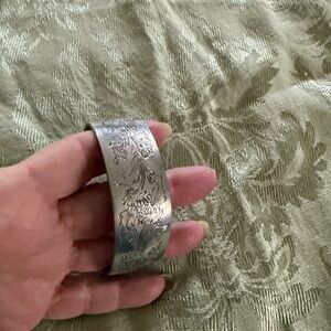 💗Engraved Pewter Floral Cuff Bracelet. Chrysanthemum. 💗= 10 for $20 bundle